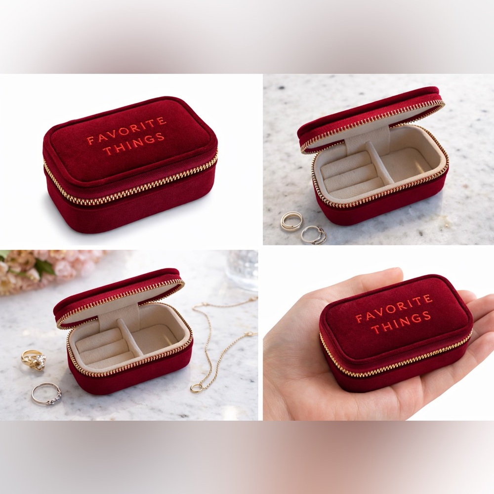 *SET OF 6* Small Red Velvet Jewelry Case Favorite Things Party Favor